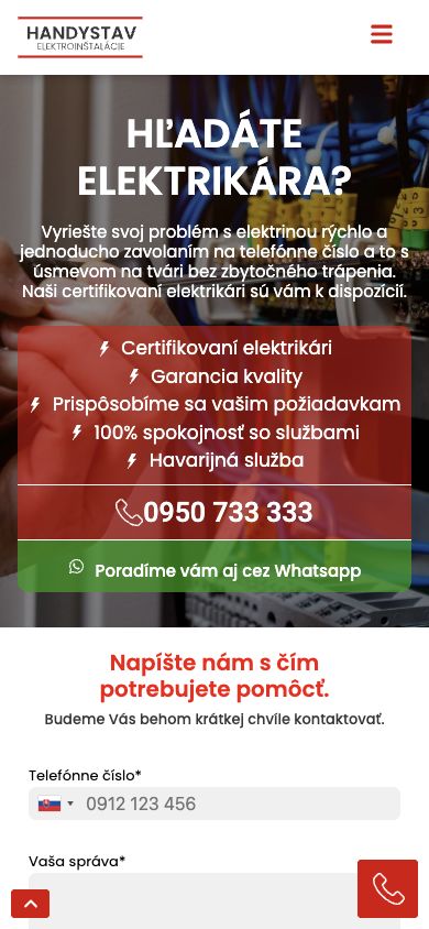 Mobilný web HandyStav